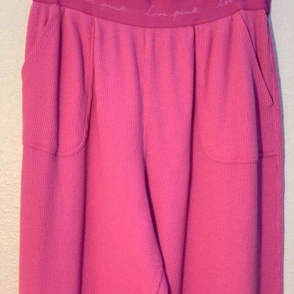 Victoria’s Secret Pink Sleepwear Pants Women’s Waffle Knit Medium Pink Pockets. - Picture 3 of 14